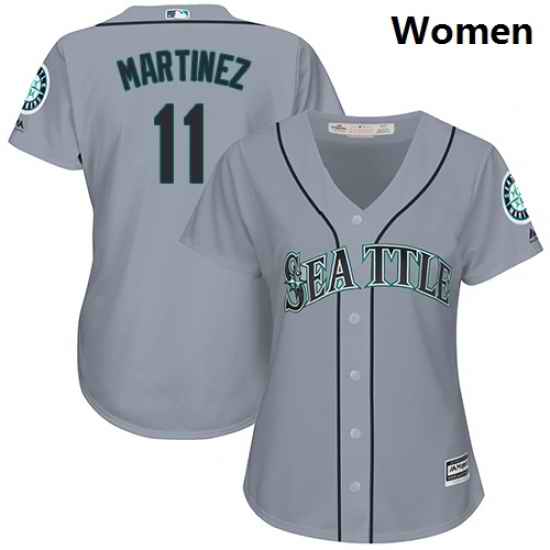 Mariners #11 Edgar Martinez Grey Road Women Stitched Baseball Jersey